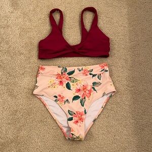 Floral High-Waisted Bikini Set